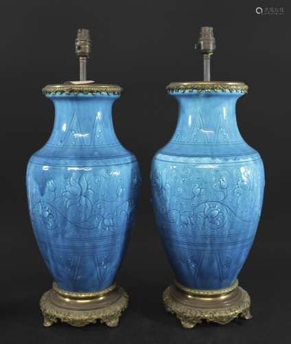 PAIR OF LARGE CHINESE TABLE LAMPS probably 19thc, a pair of ...