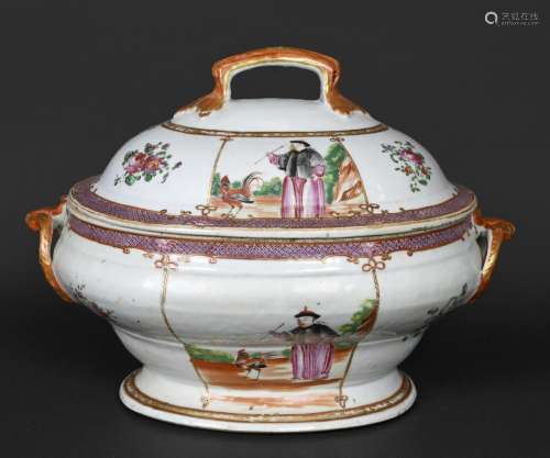 CHINESE FAMILLE ROSE TUREEN & COVER a large 18thc tureen...