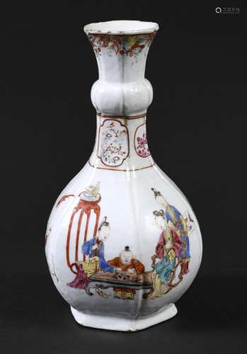 CHINESE FAMILLE ROSE HEXAGONAL VASE Qianlong period, an expo...