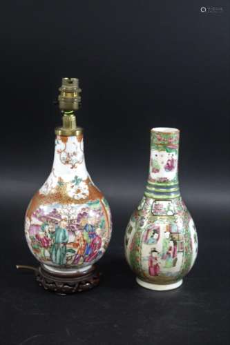 CHINESE CANTONESE VASE probably 19thc, the bottle shaped vas...