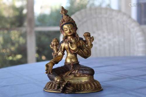 Tibetan gilt bronze Buddha statue