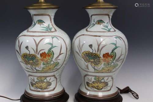 Pair of Chinese Porcelain Vase Lamps