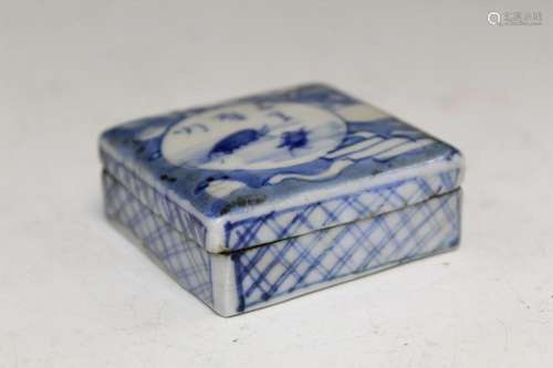 Japanese Blue and White Porcelain Ink Box