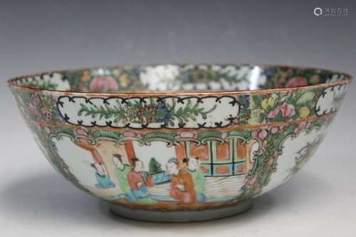 Chinese Rose Medallion Porcelain Punch Bowl