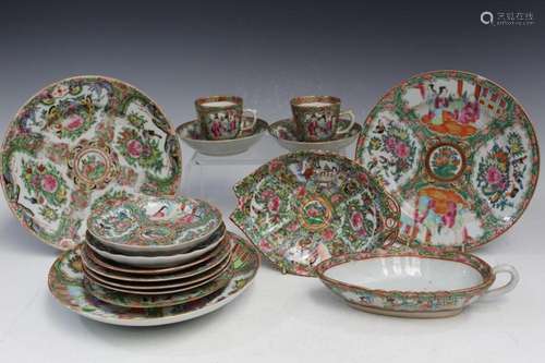 Group Lot of 16 Chinese Rose Medallion Porcelain Items