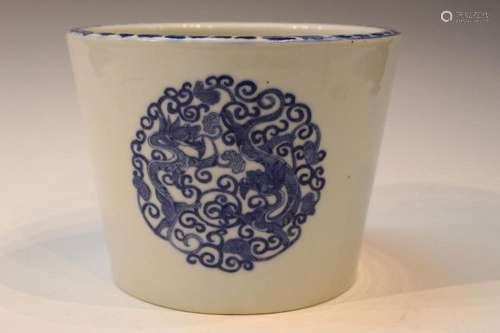 Chinese Blue and White Porcelain Planter with Yongzheng mark