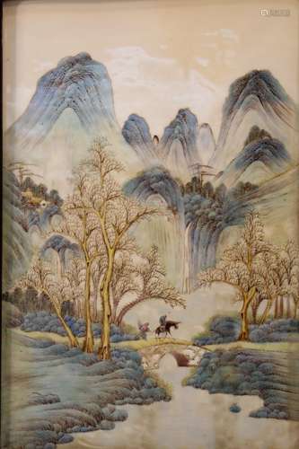 Chinese Porcelain Plaque Panel - Landscape