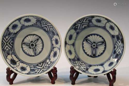 Pair of Japanese Blue and White Porcelain Bowls