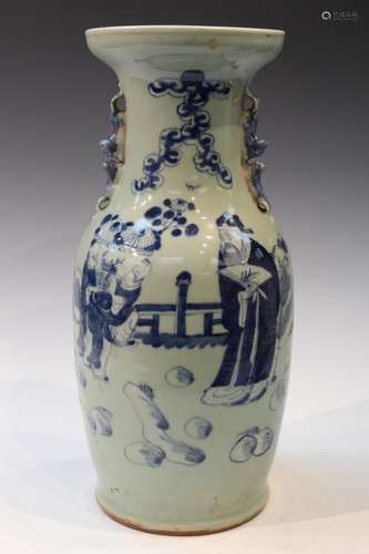 Chinese Celadon Glazed Blue and White Porcelain Vase