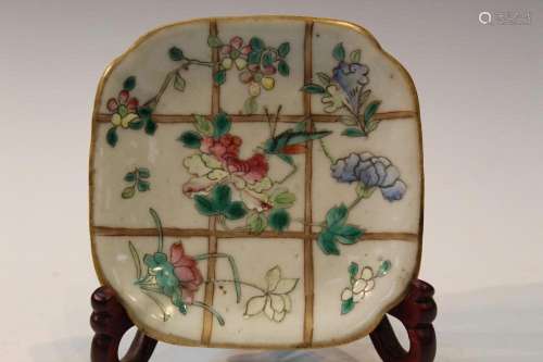 Chinese Famille Rose Porcelain Dish, marked