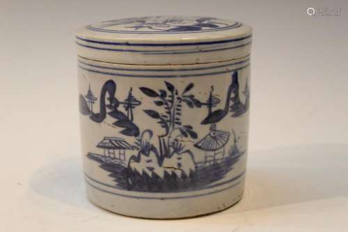Chinese Blue and White Porcelain Box with Cover