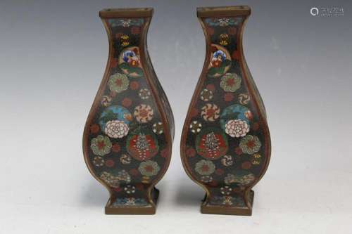 Pair of Chinese Cloisonne Vases