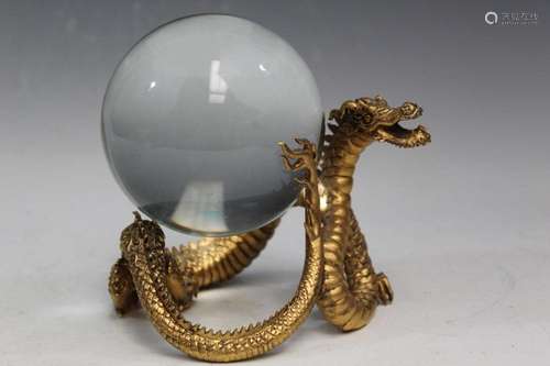 Glass Ball on Metal Dragon Stand