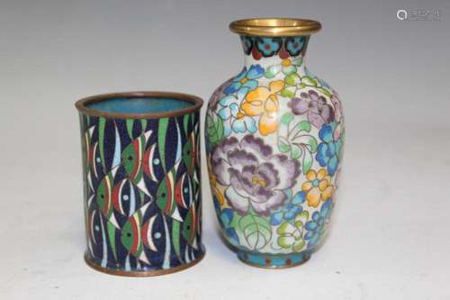 Two Chinese Cloisonne Small Vases