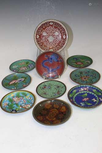 Group of 10 Cloisonne Small Dishes