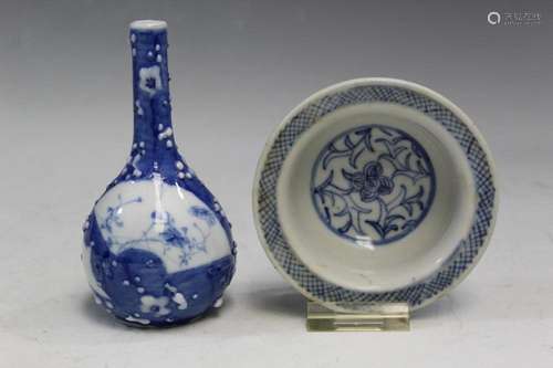 Two Asian Blue and White Porcelain Items