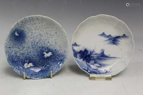 Two Japanese Blue and White Porcelain Saucers