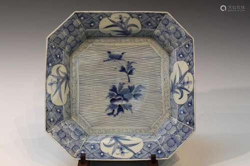 Japanese Blue and White Porcelain Square Plate