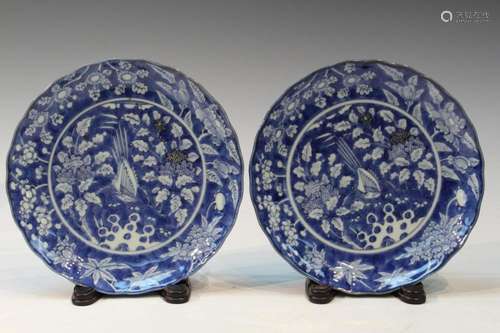 Pair of Japanese Blue and White Porcelain Plates