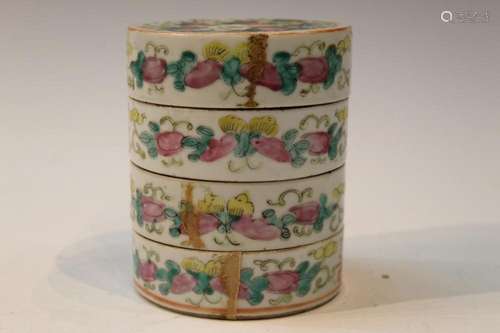 Chinese Famille Rose Porcelain Stacking Dish