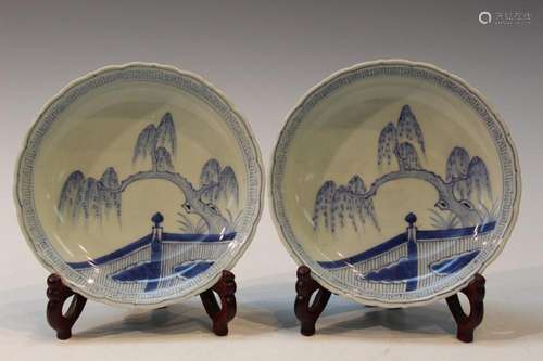 Pair of Japanese Blue and White Porcelain Dishes