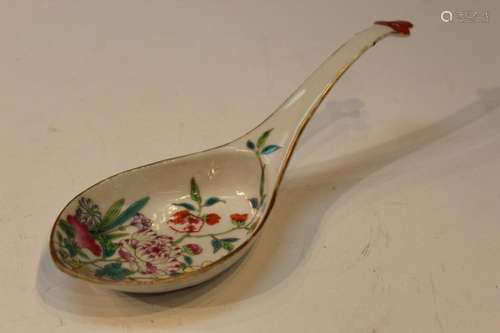 Chinese Famille Rose Porcelain Spoon