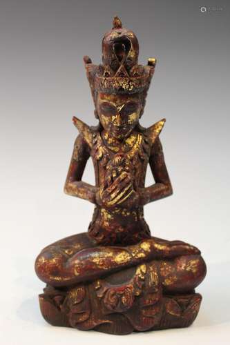 Indonesian Carved Wood Buddha Statue