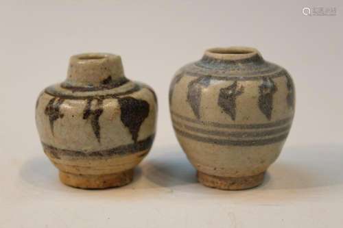 Two Sawankhalok Miniature Pottery Jars