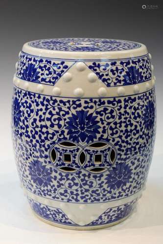 Chinese Blue and White Garden Stool