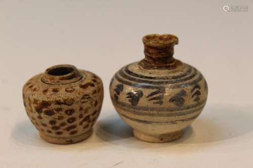 Two Sawankhalok Miniature Pottery Jars