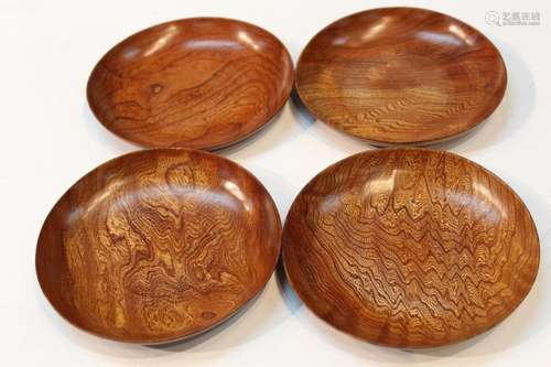 Set of Four Wood Carved Dishes