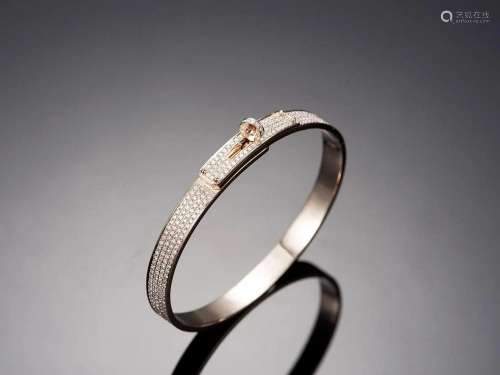 18K ROSE GOLD DIAMOND HERMES KELLY BANGLE