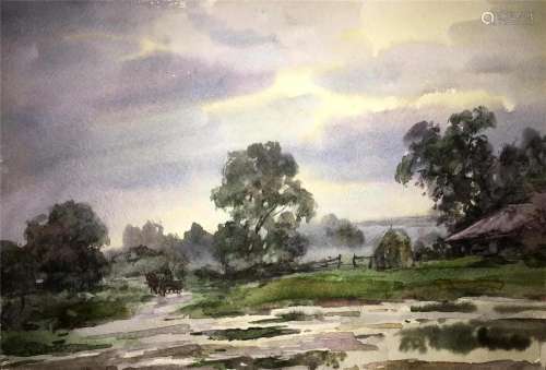 After the rain watercolor painting Viktor