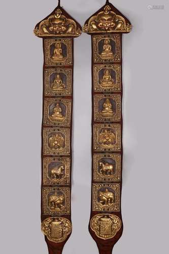 TIBETAN GILT BRONZE BUDDHIST PLAQUE