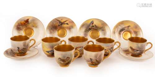 Royal Worcester, a composite set of seven coffee cups and sa...