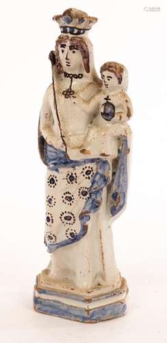 An 18th Century faience figure of the Virgin and Child, perh...