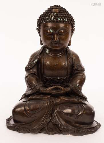 A Chinese late 19th Century bronze Buddha,