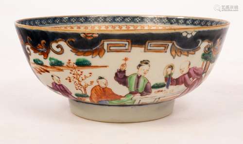 A Chinese mandarin pattern bowl, Qing dynasty, decorated res...