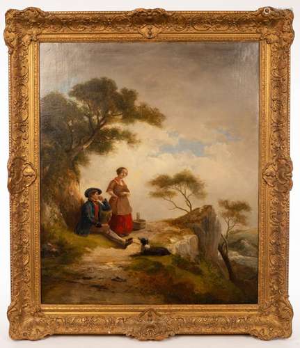 English School, Mid 19th Century/Two Figures resting on a pa...