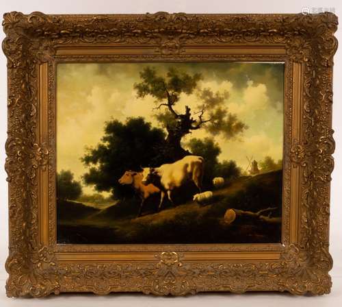 Jan Martel (20th Century)/Cattle and Sheep in a Woodland/sig...