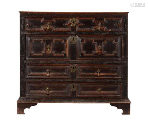 A Charles II oak chest of drawers