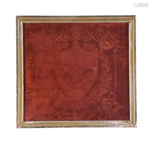 A Victorian Diamond Jubilee crimson velvet fragment