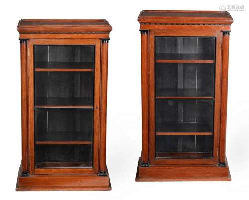 A pair of mahogany and partridge wood pier cabinets in 19th ...