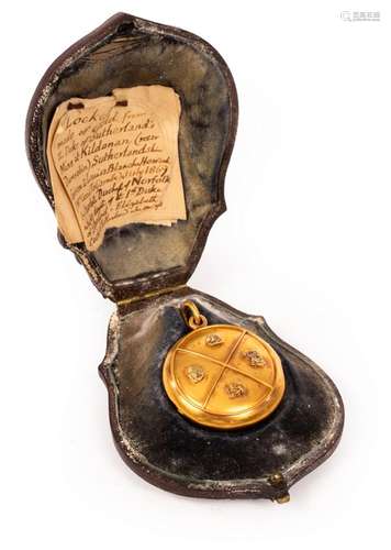 A Victorian gold locket inscribed Kildonan, the reverse with...