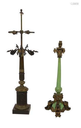 A French brass mounted lamp in Empire style