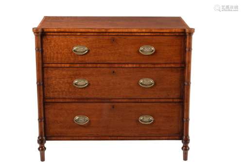 A Regency mahogany and satinwood banded chest of drawers