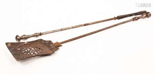 An early 19th Century coal shovel with a pierced fish tail s...