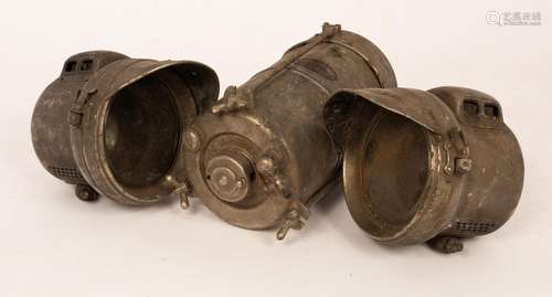 Two Powell & Hanmer acetylene car lamps and the generato...