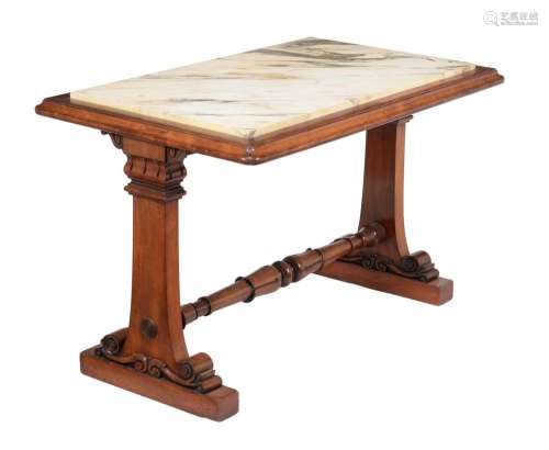 A William IV mahogany and marble topped centre table