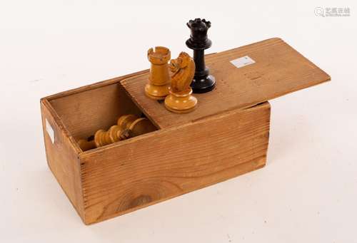 A set of Staunton type chess men, the Kings 8cm high,